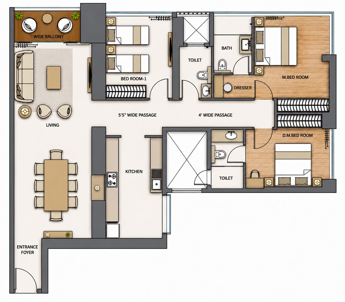3BHK Ultra Premium floor plan