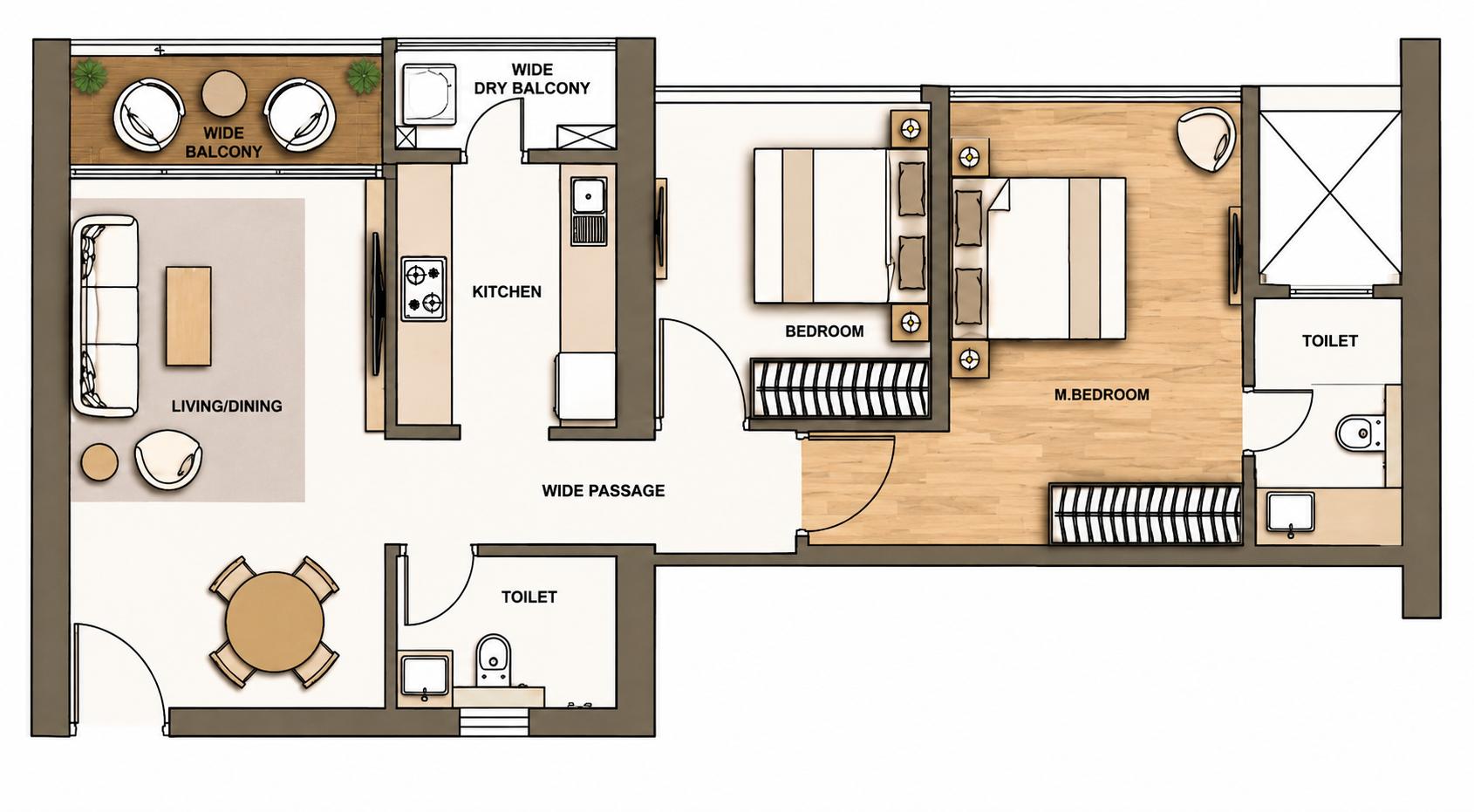 2BHK Premium floor plan