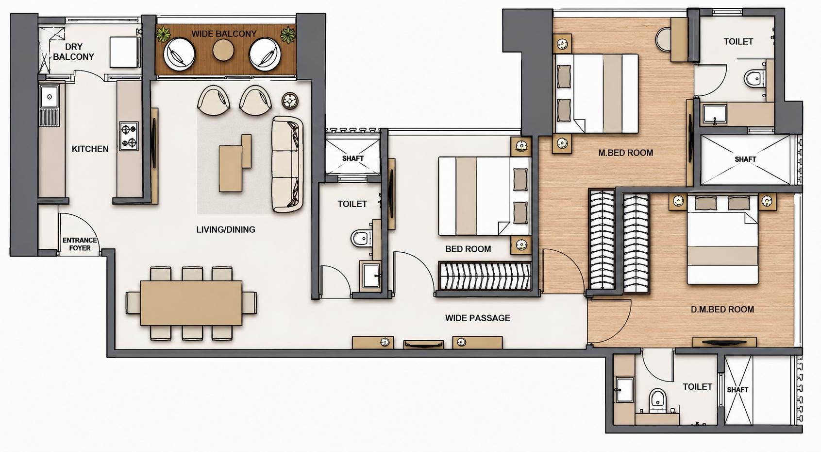 3BHK Majestic floor plan