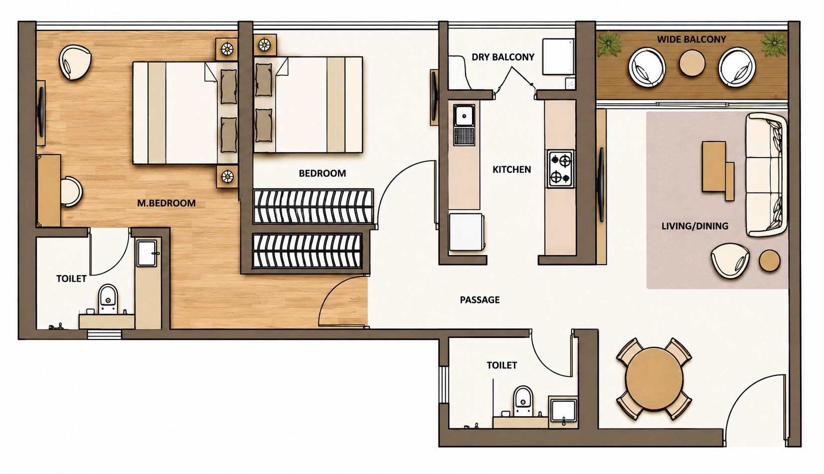 2BHK Elite floor plan