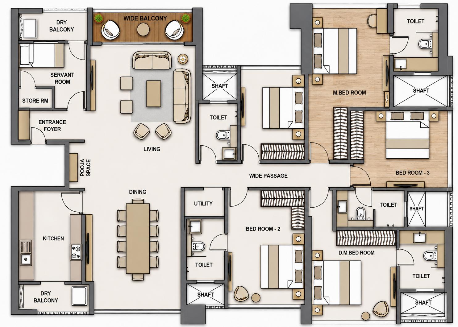 5BHK floor plan