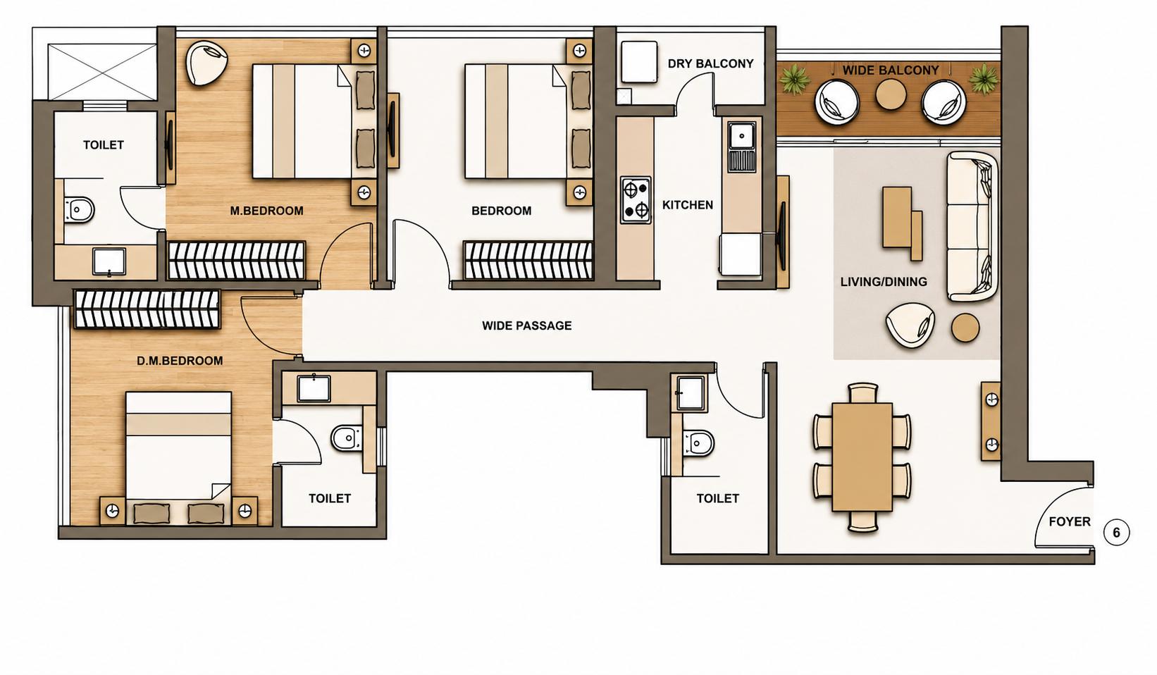 3BHK Premium floor plan