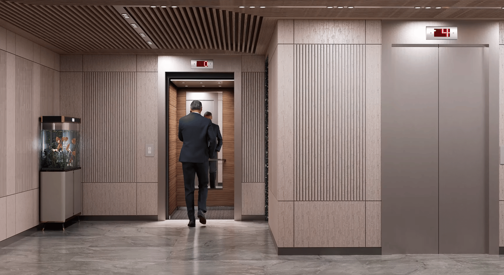 High-speed elevators at Kamla Arunkamal, Vile Parle