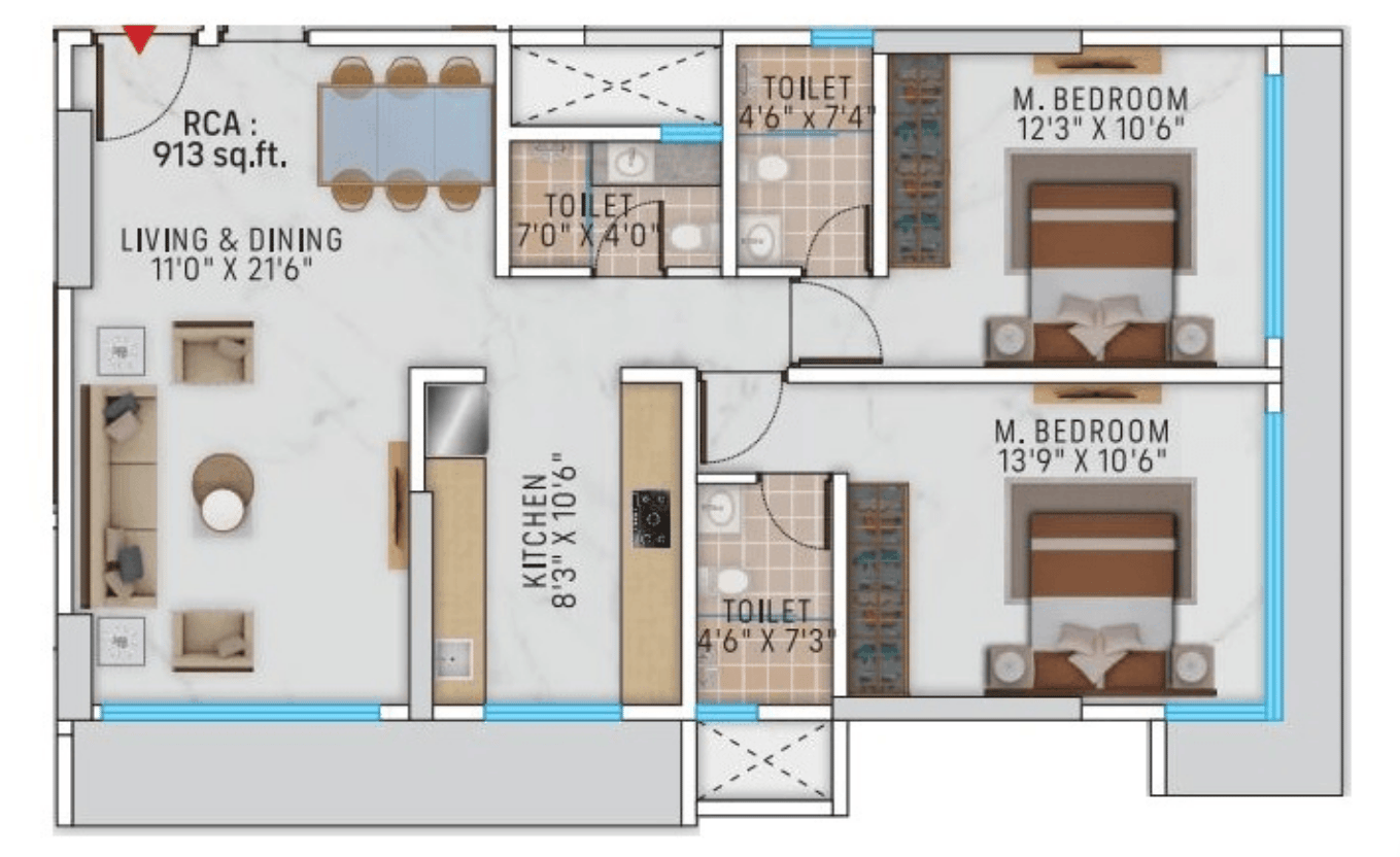 2 BHK Type5 floor plan