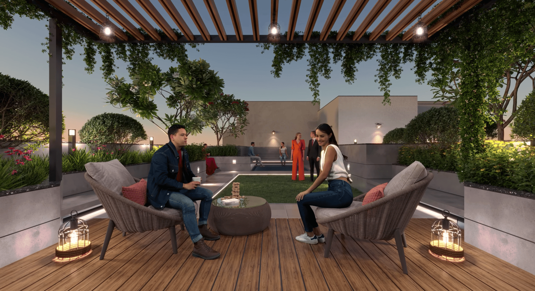Rooftop terrace at Kamla Arunkamal, Vile Parle