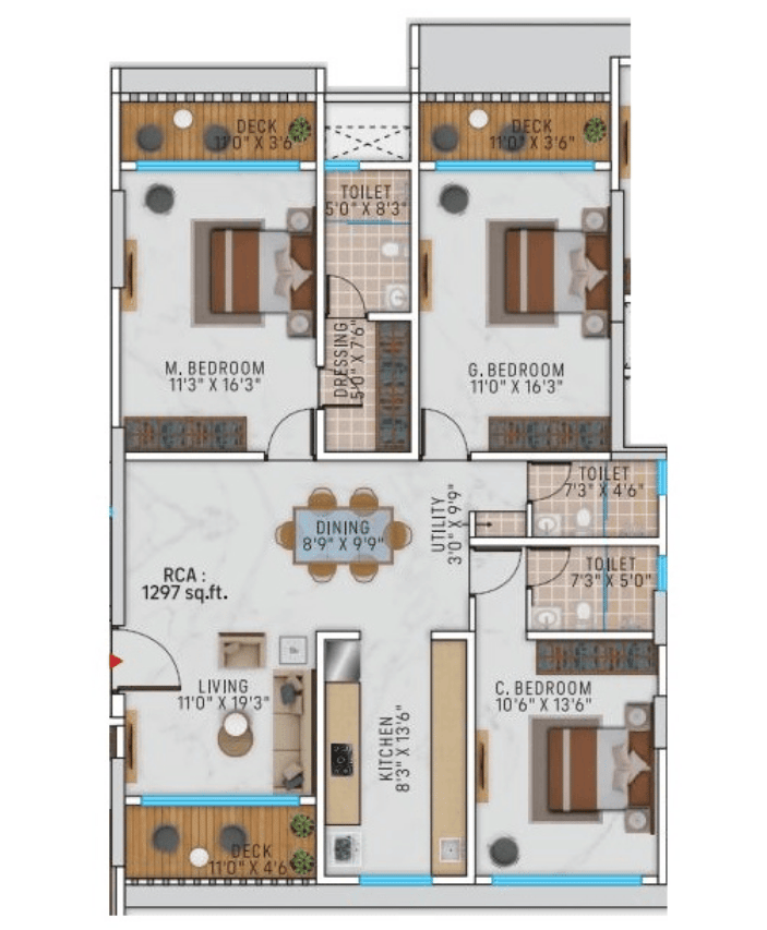 3 BHK Type3 floor plan