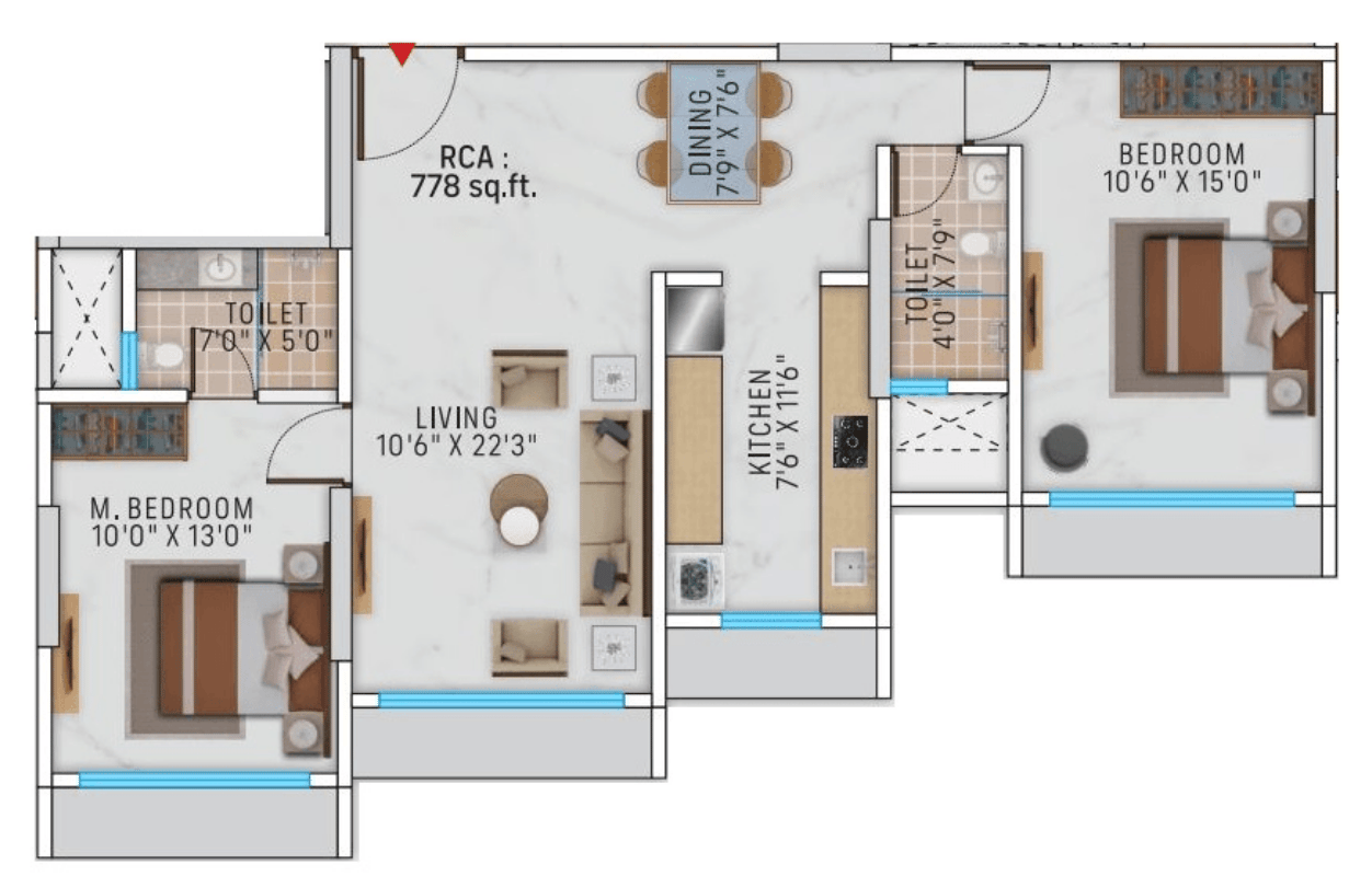 2 BHK Type3 floor plan