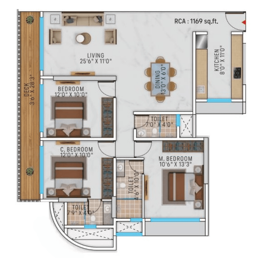 3 BHK Type2 floor plan