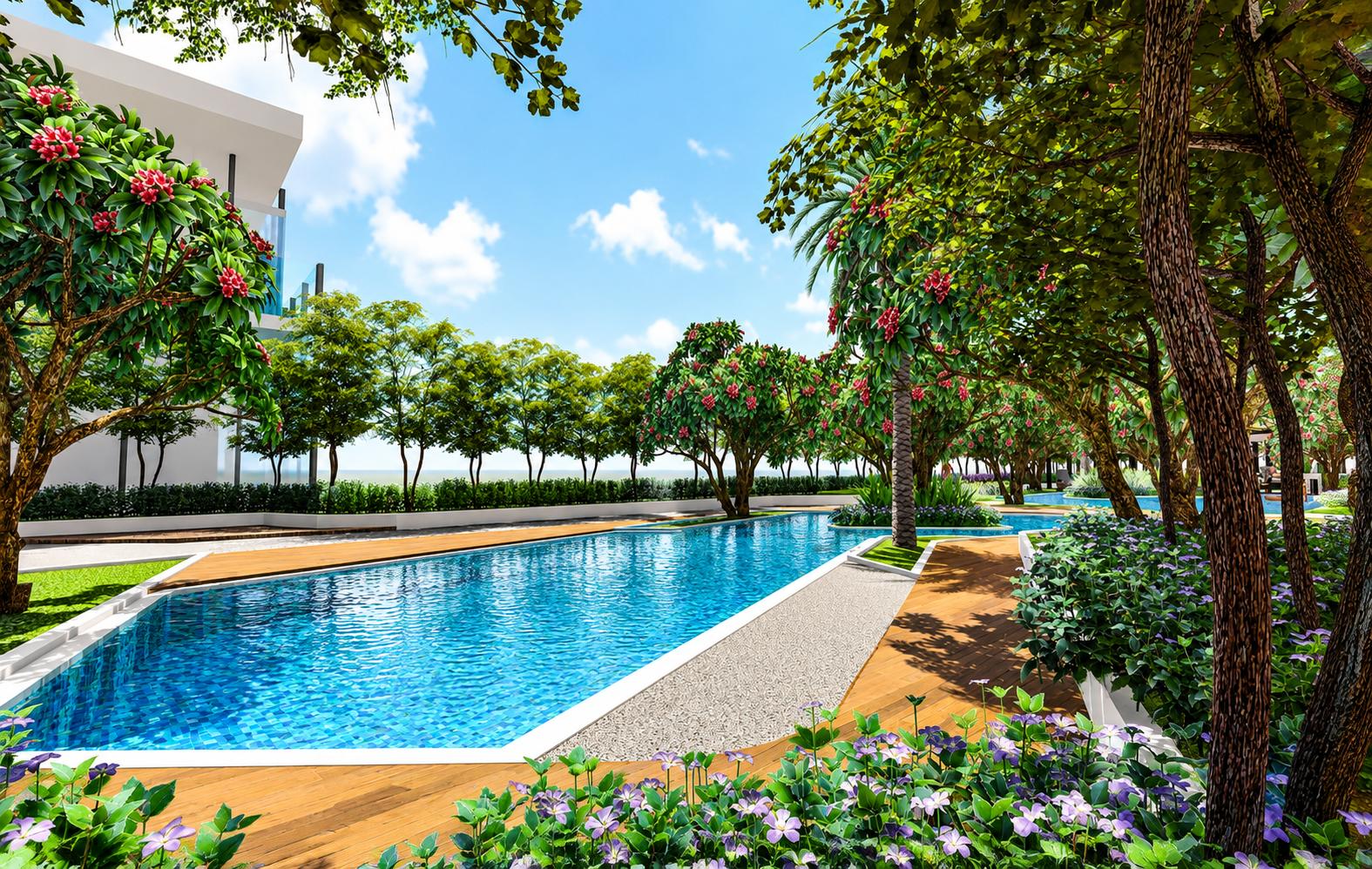 Swimming pool at Sheth Beaumonte Tower C, Sion