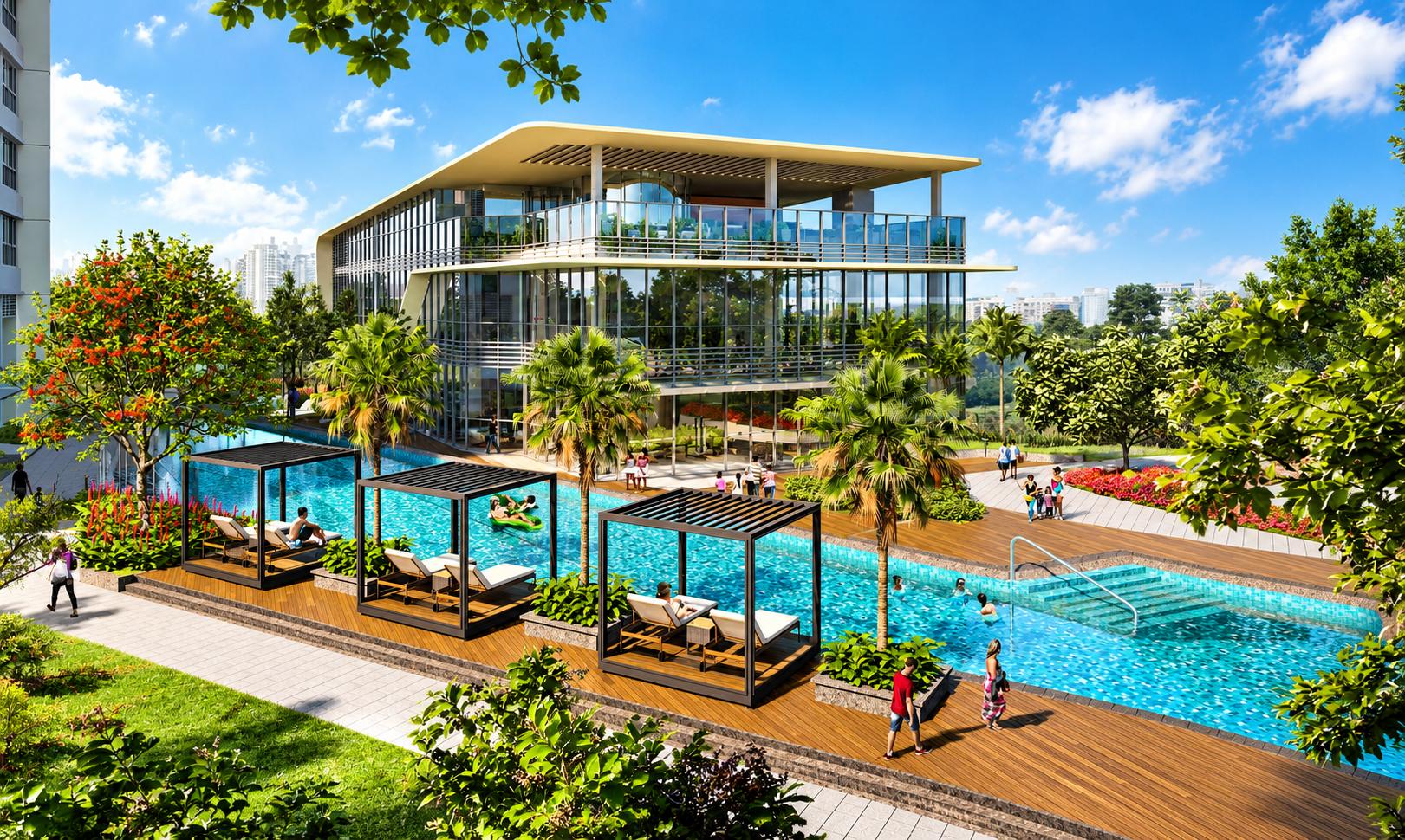 Swimming pool at Sheth Beaumonte Tower C, Sion