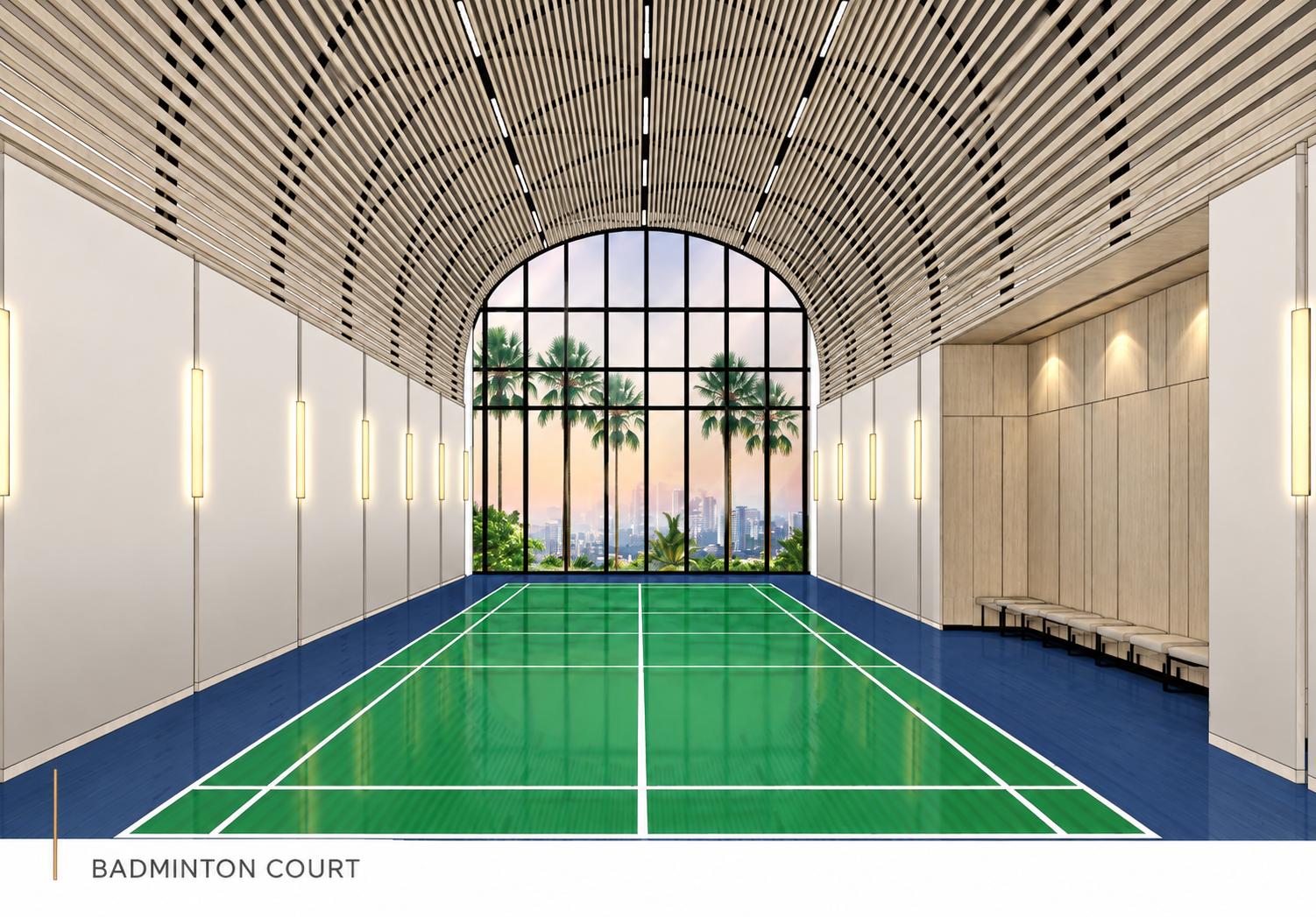 Badminton court at Sheth Beaumonte Tower C, Sion