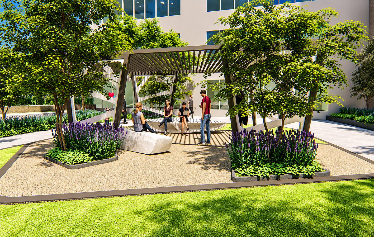 Landscaped gardens at Sheth Beaumonte Tower C, Sion