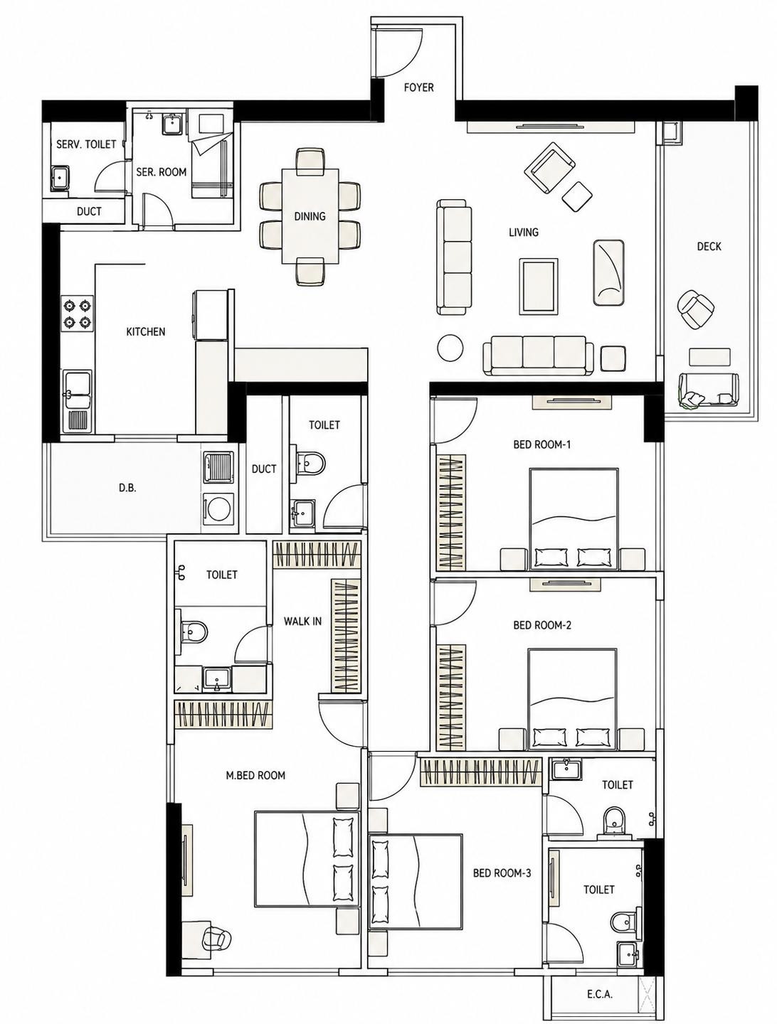 4BHK Elite A floor plan