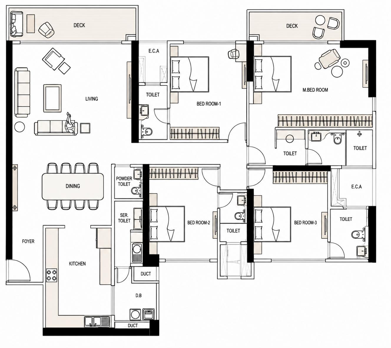 4BHK Optus floor plan