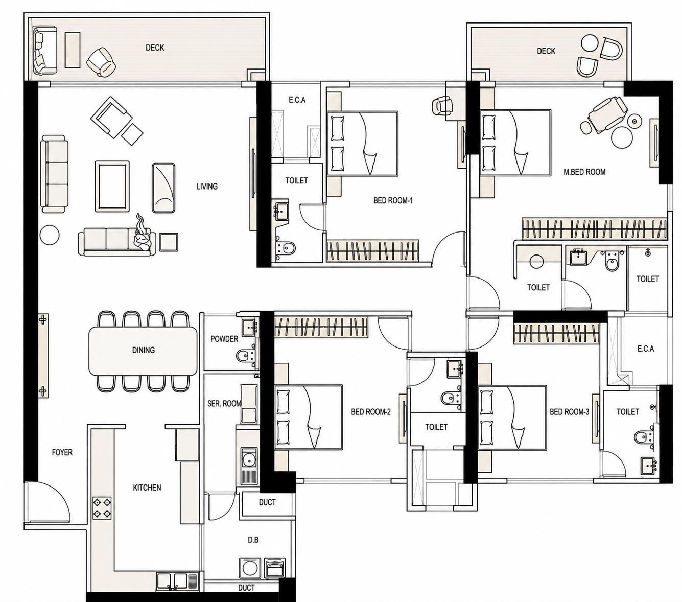 4BHK Elite A floor plan