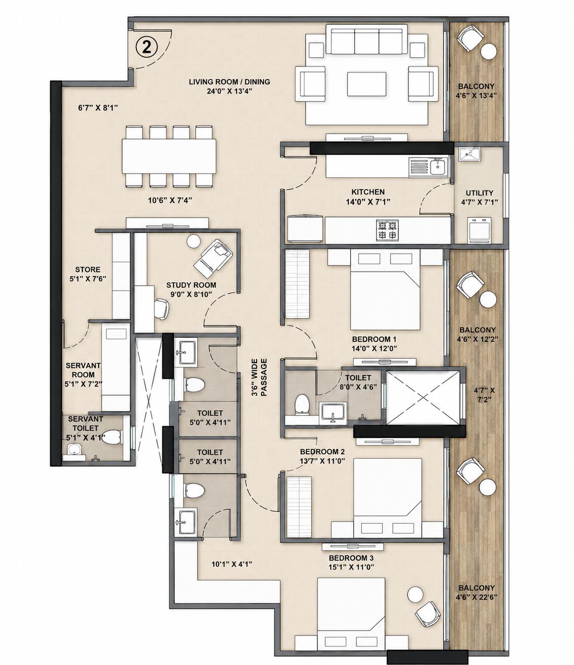 3.5BHK floor plan