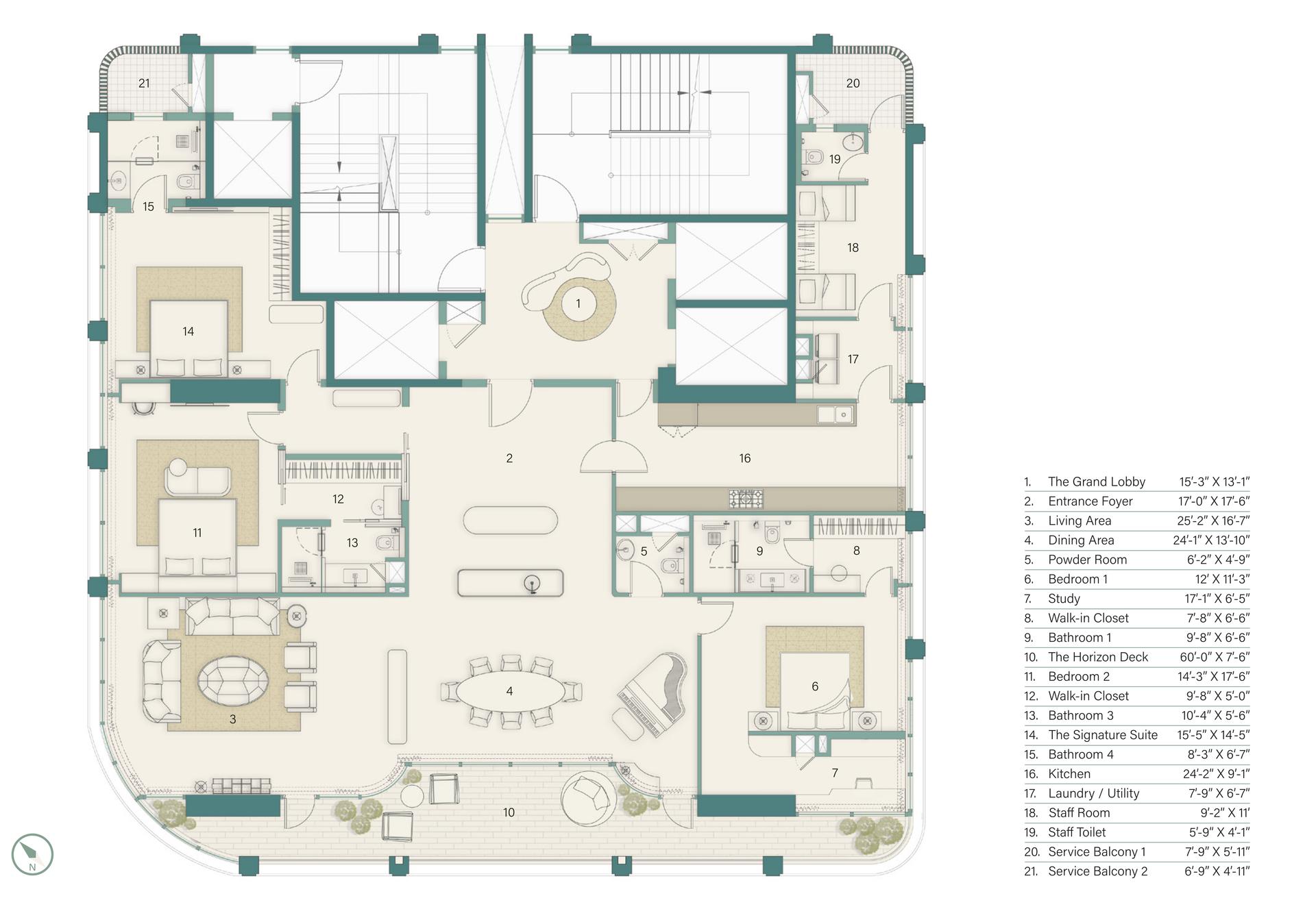 3 BHK floor plan