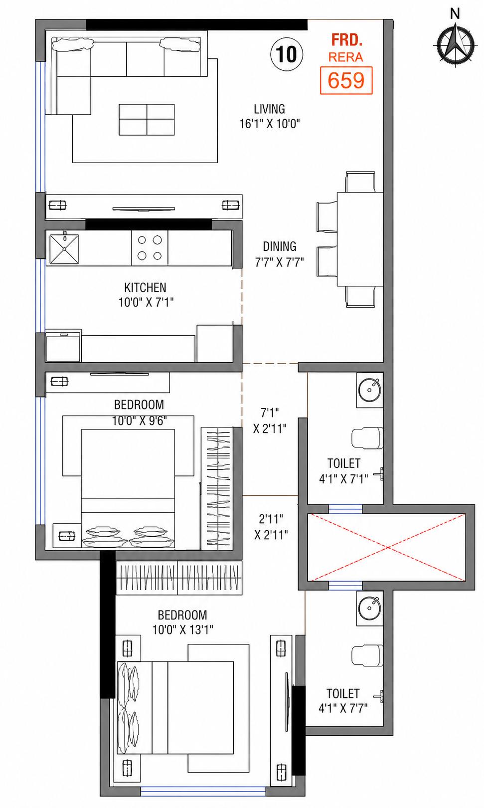 2BHK Signature floor plan