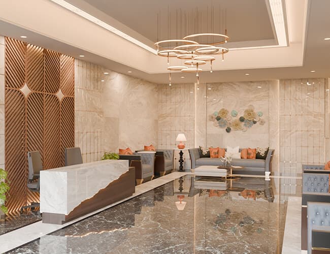 Grand entrance lobby at Origin Claremont, Goregaon East
