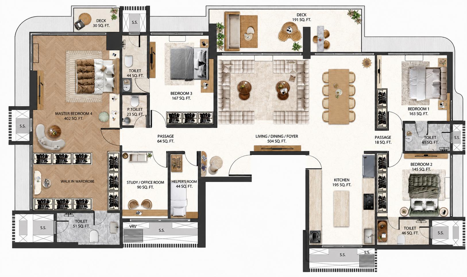 4BHK floor plan