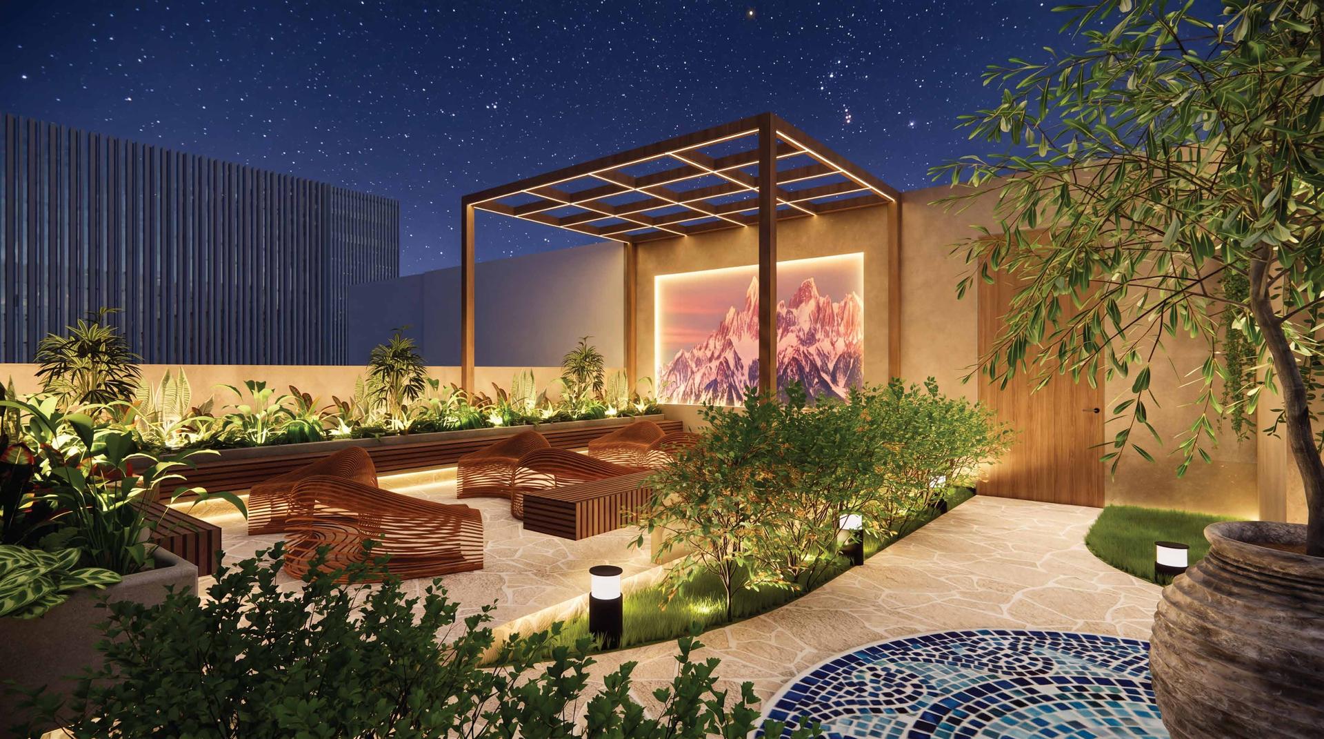 Rooftop terrace at Vibrant V Mansion, Prabhadevi