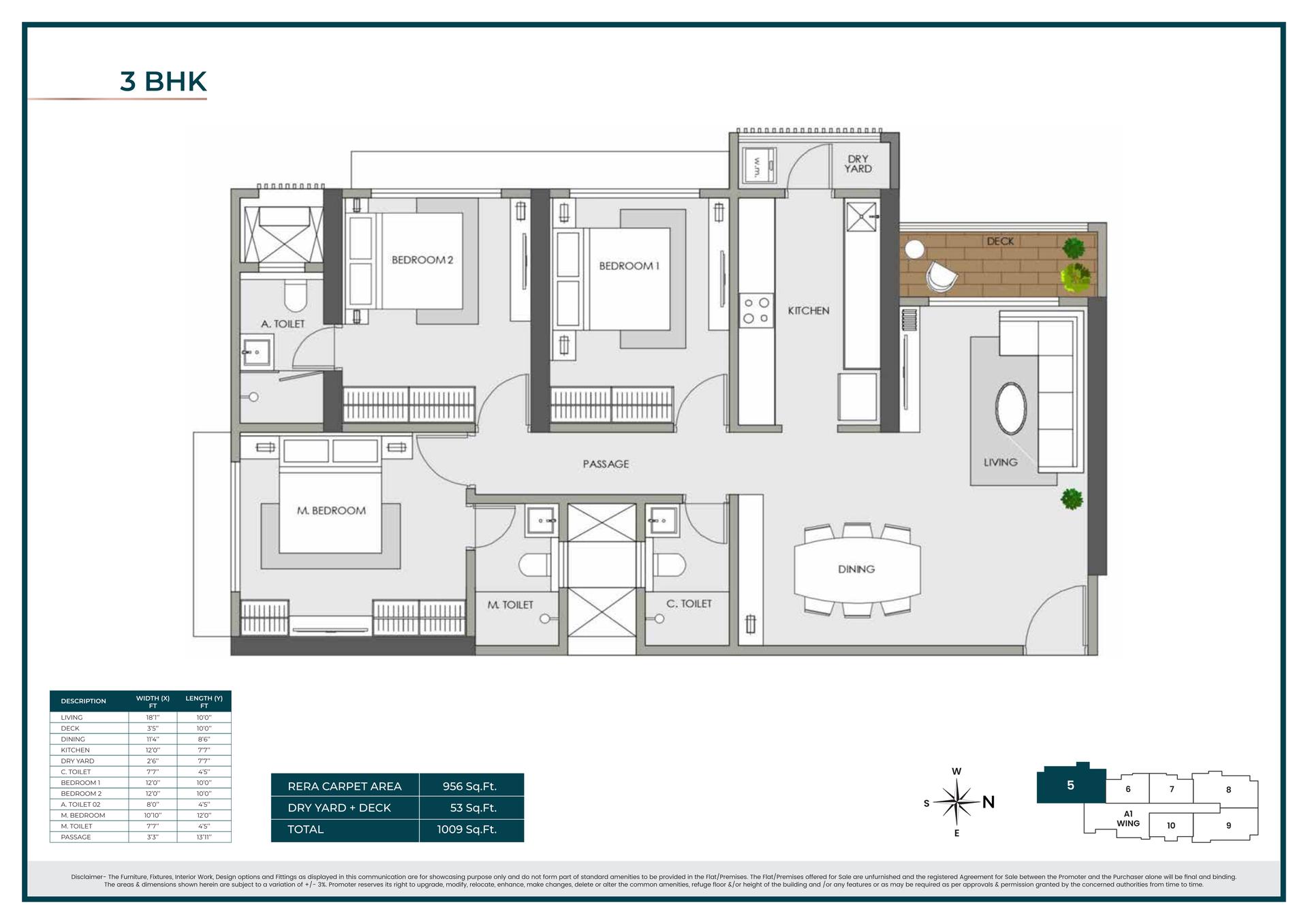 3BHK Type3 floor plan