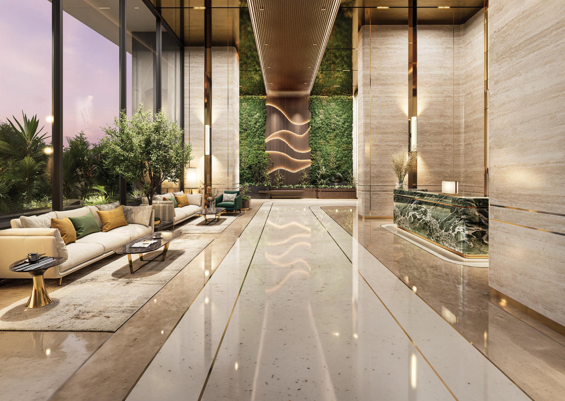 Grand entrance lobby at Sattva Sumera, Parel