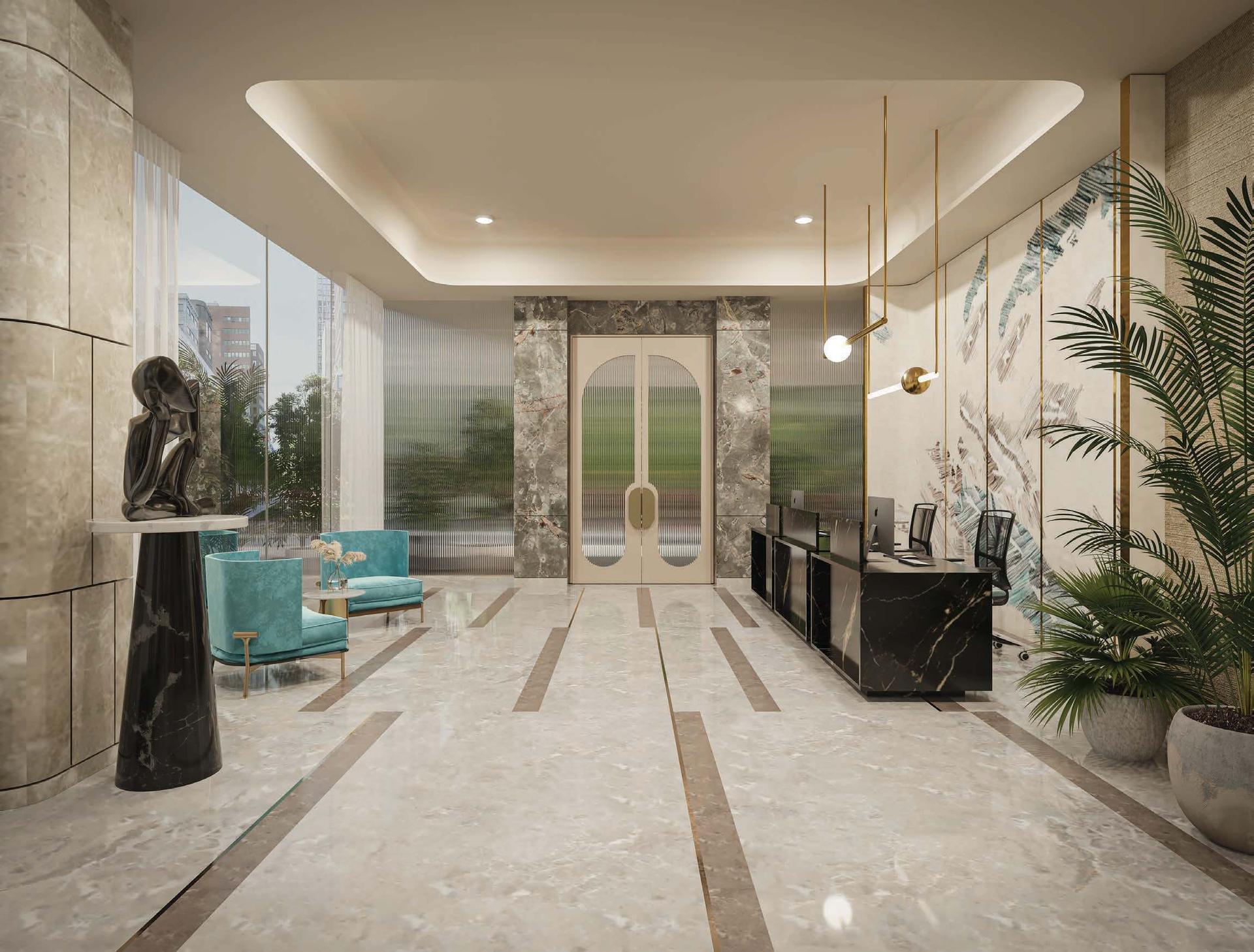 Grand entrance lobby at D&A Cassias, Bandra West