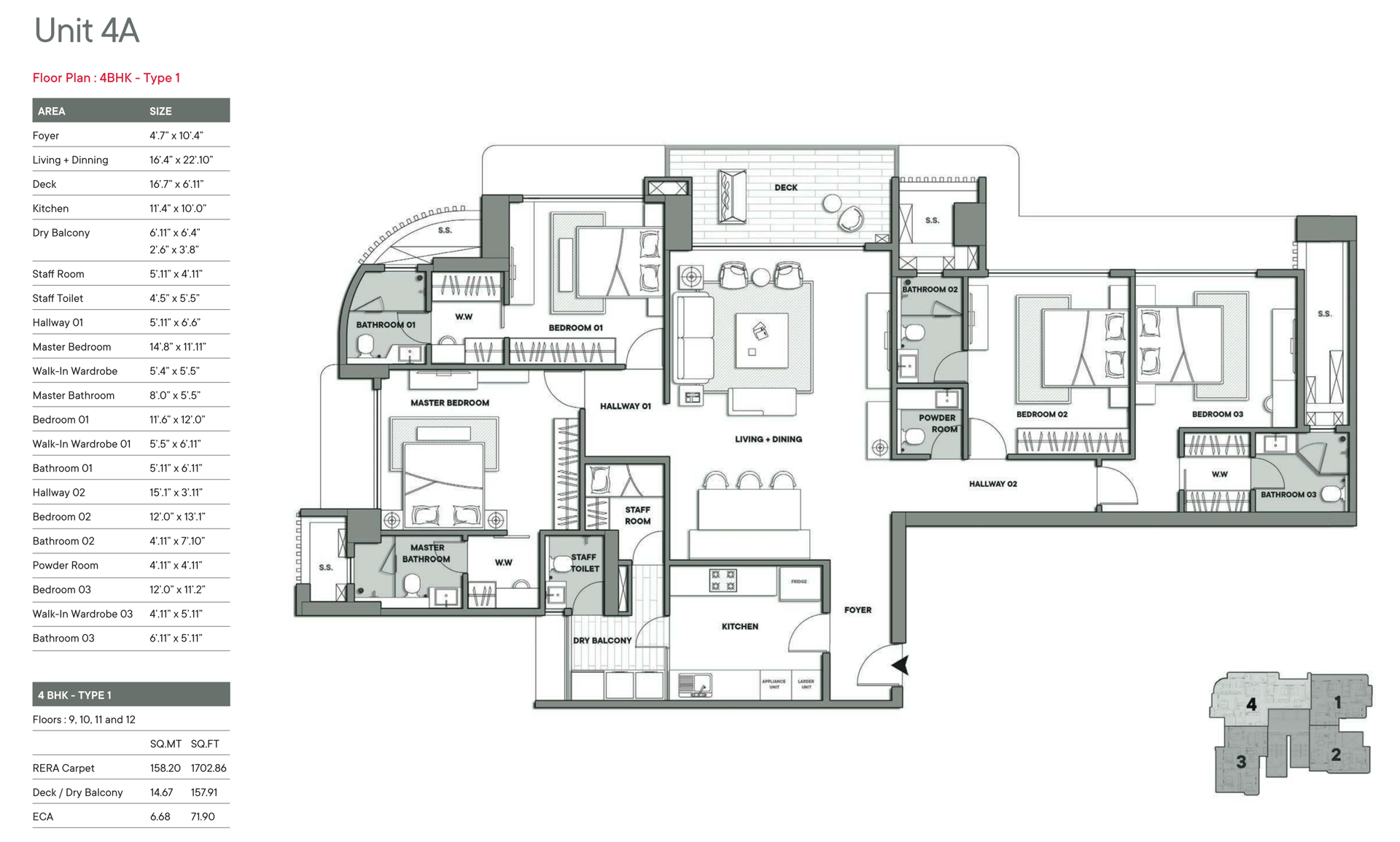 4BHK - Type 1 floor plan