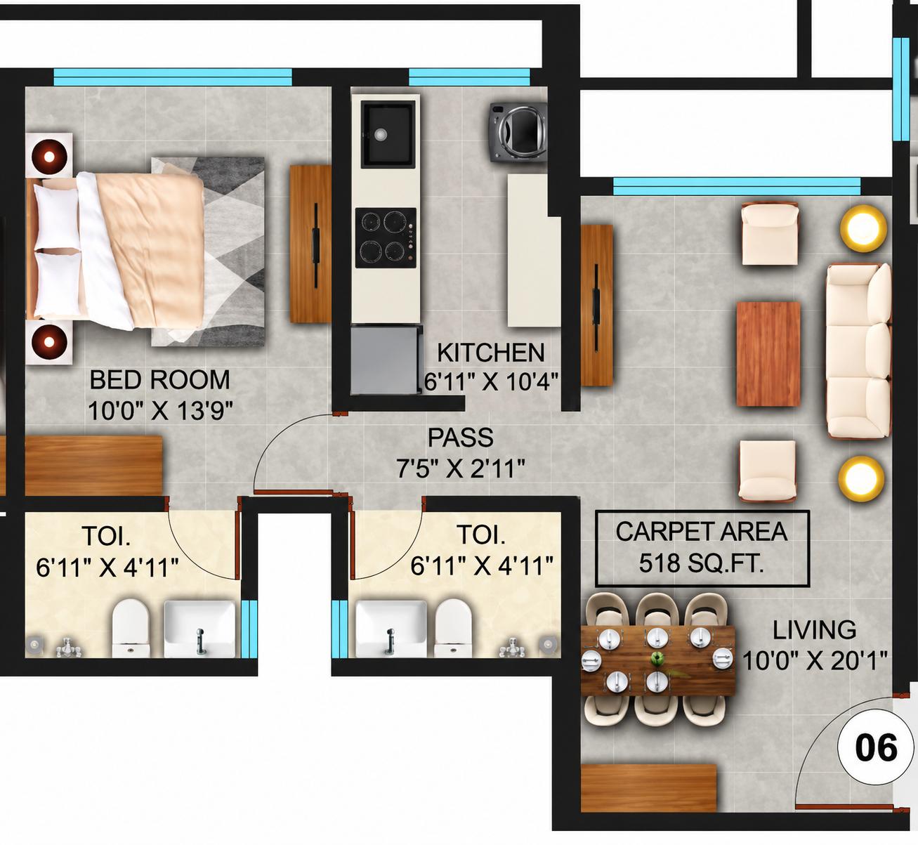 1BHK Signature floor plan
