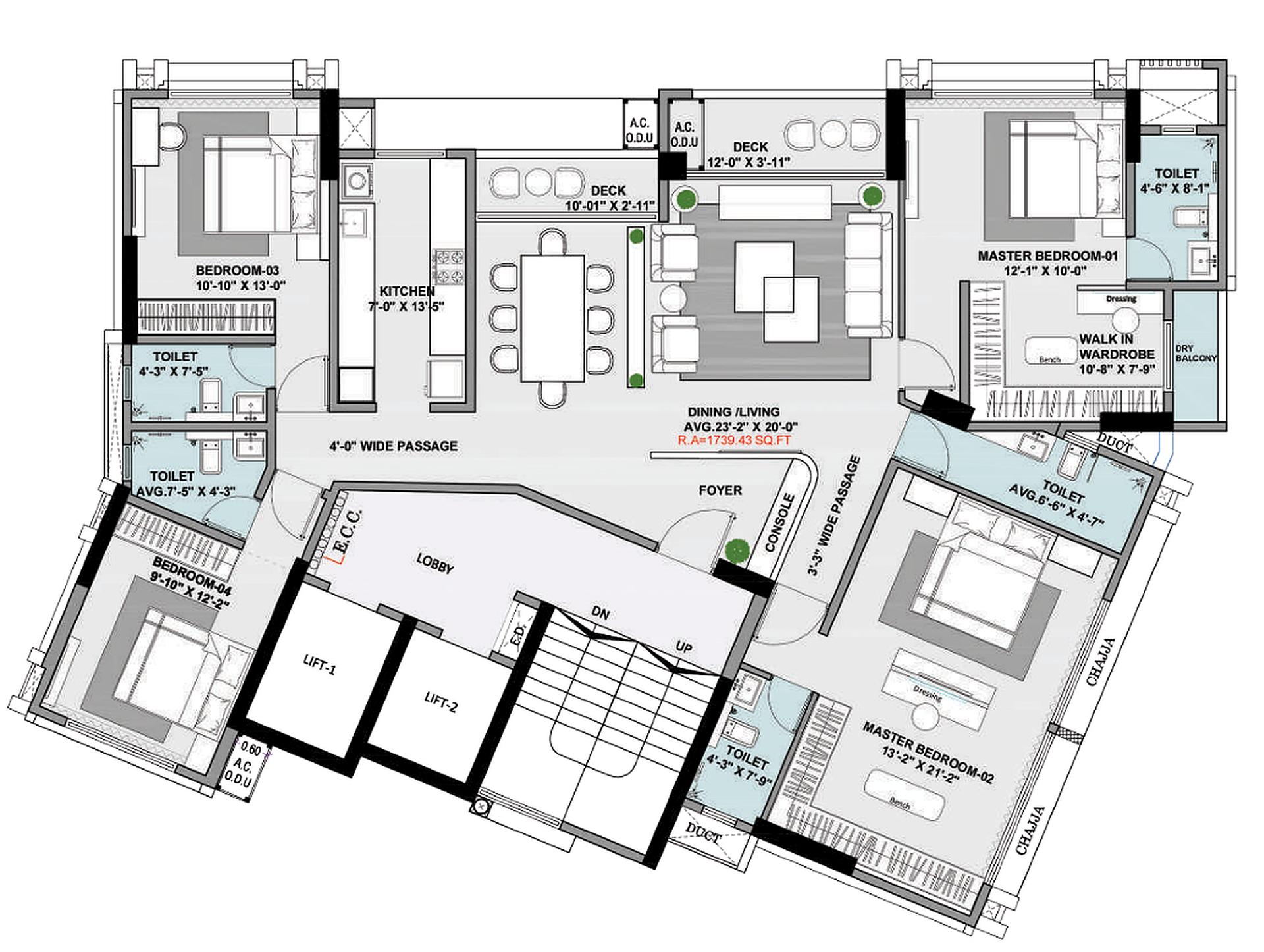 4BHK Lux floor plan