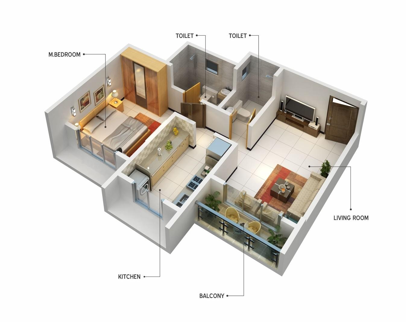 1BHK floor plan