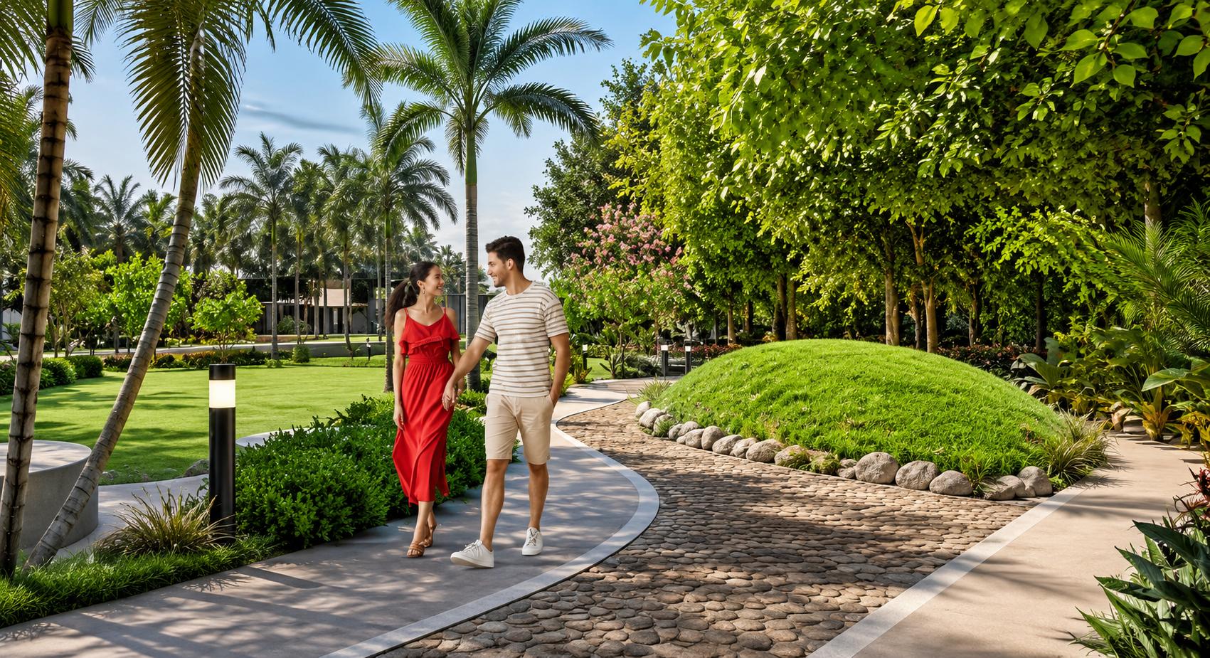 Landscaped gardens at Kalpataru Advay, Borivali West
