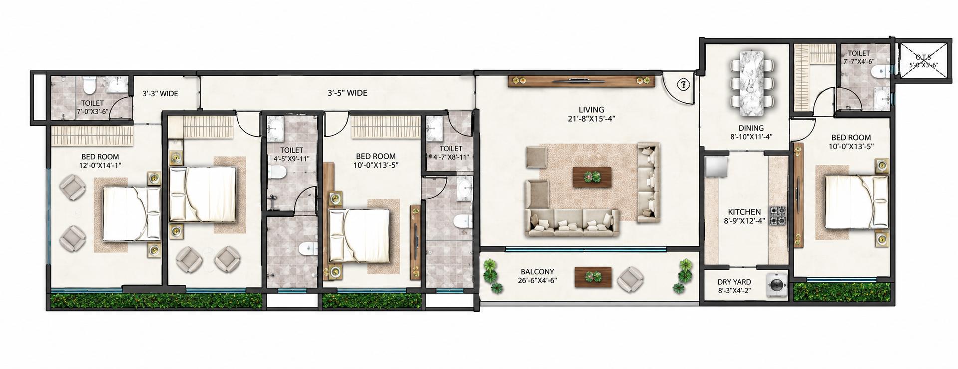 4BHK floor plan