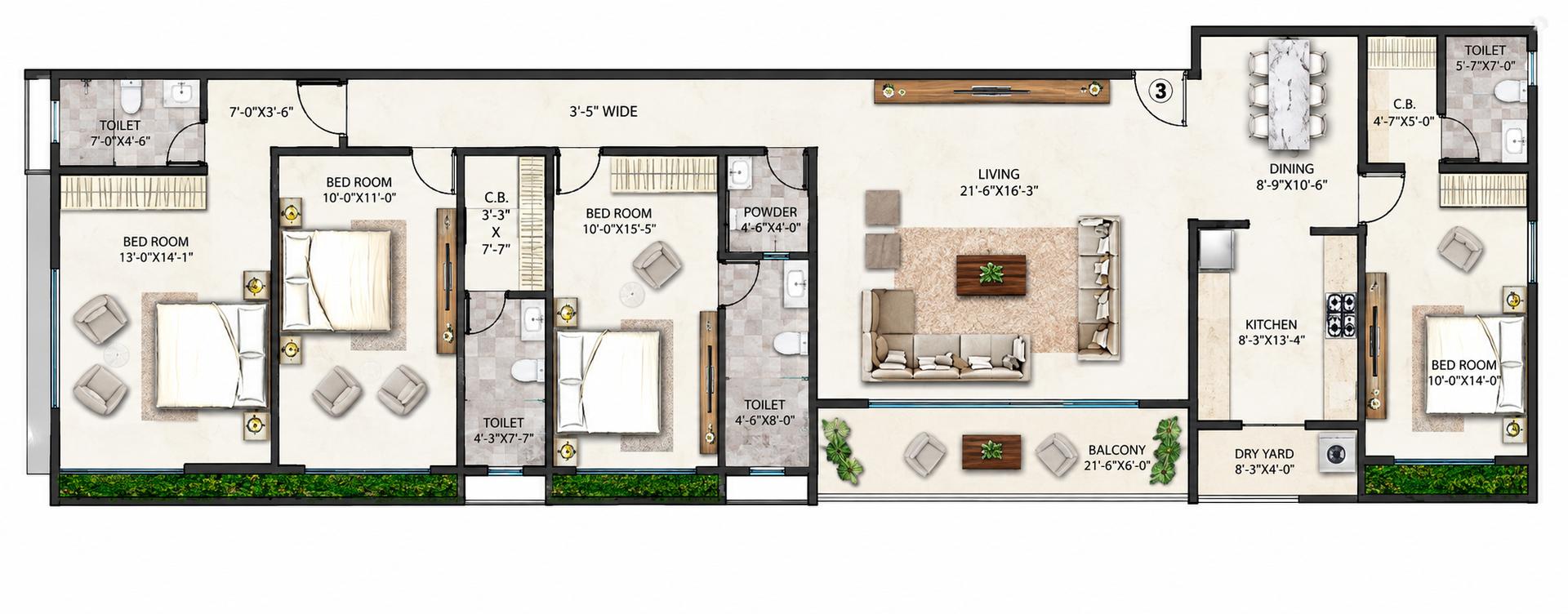 4BHK Premium floor plan