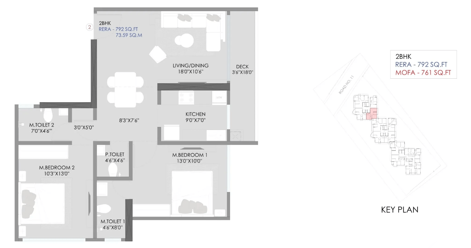 2 BHK Type2 floor plan
