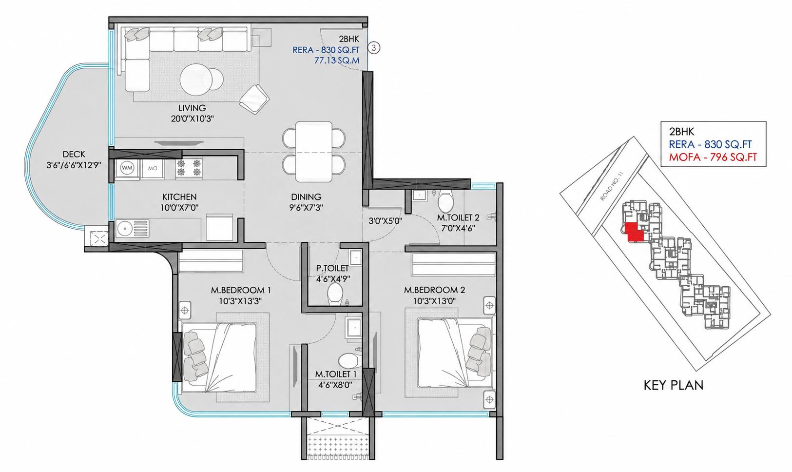 2 BHK Type3 floor plan