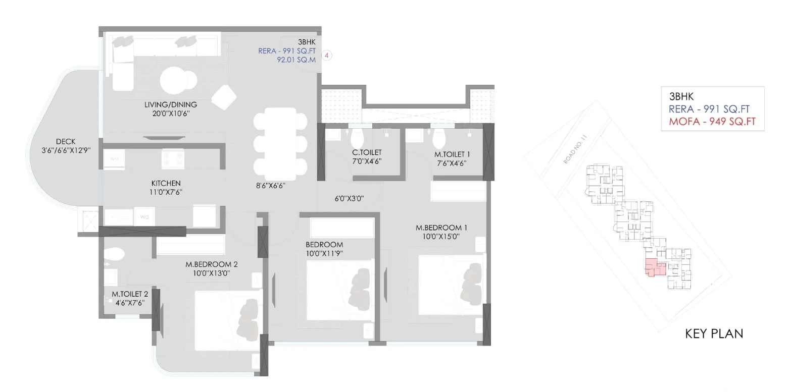 3 BHK Type2 floor plan
