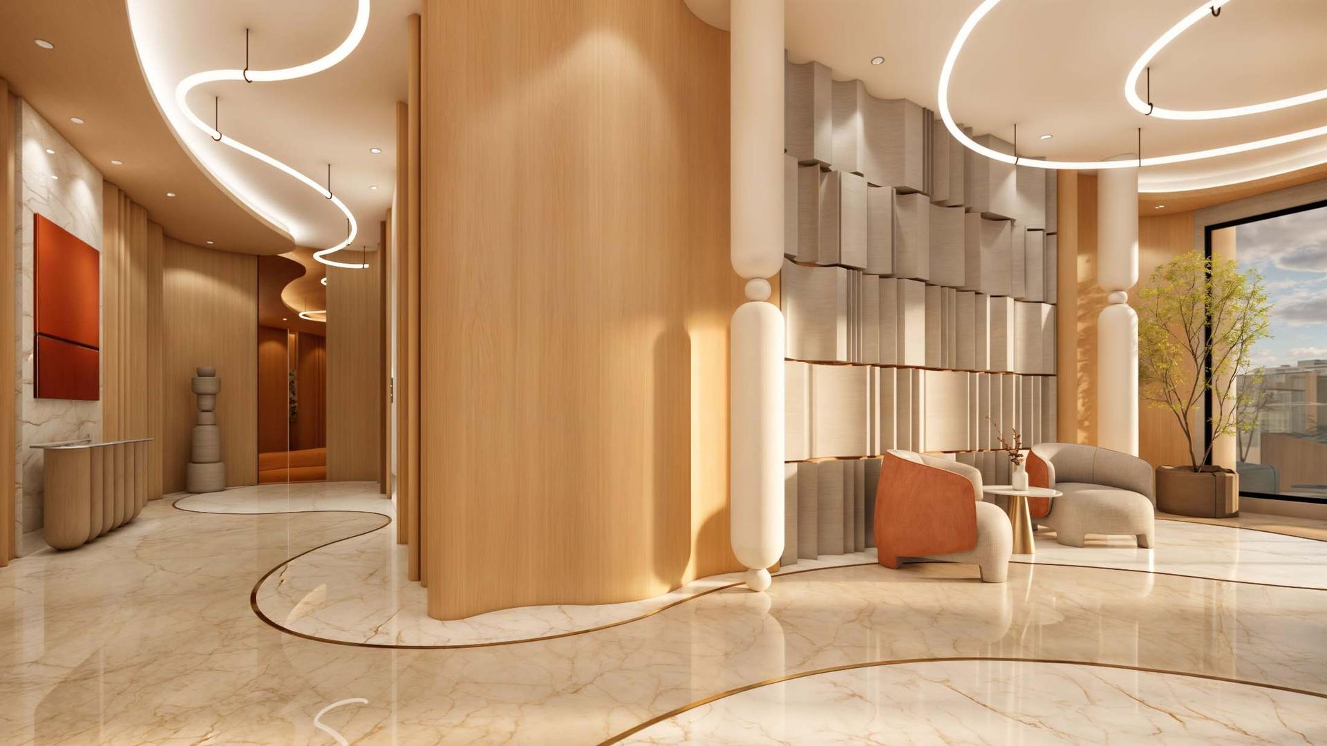 Grand entrance lobby at Jet Trinity, Santacruz East