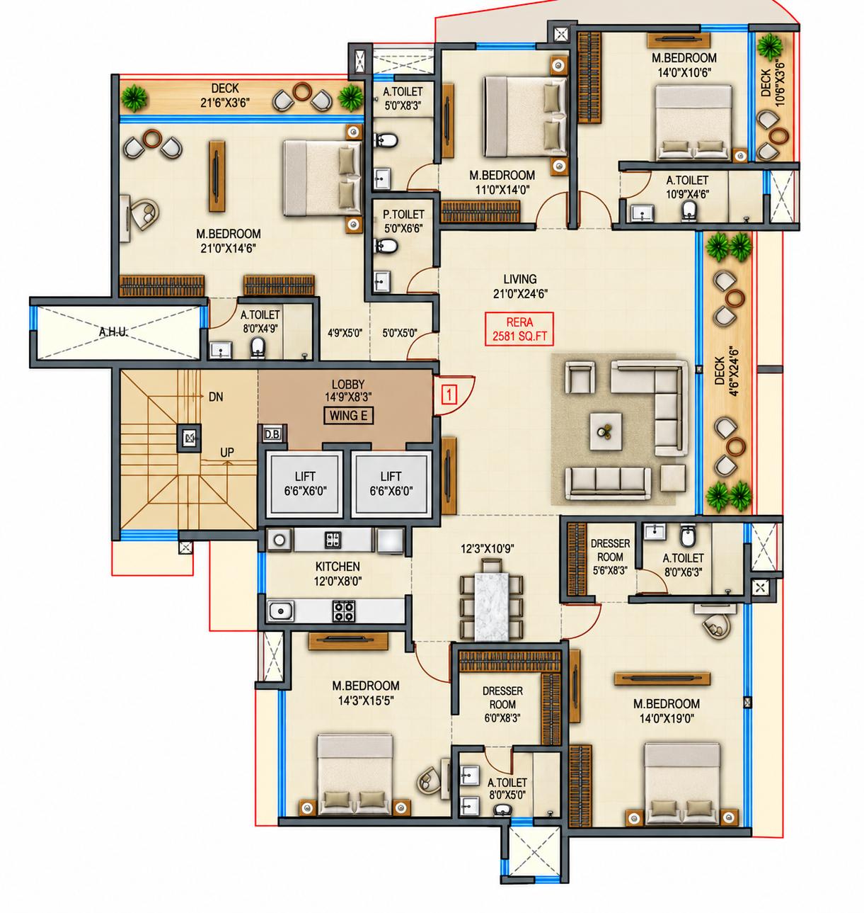 5BHK floor plan