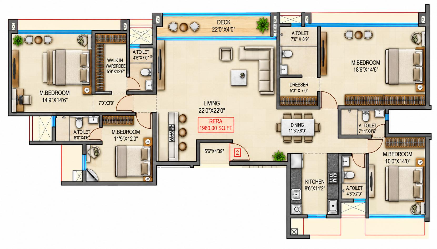 4BHK Premium floor plan