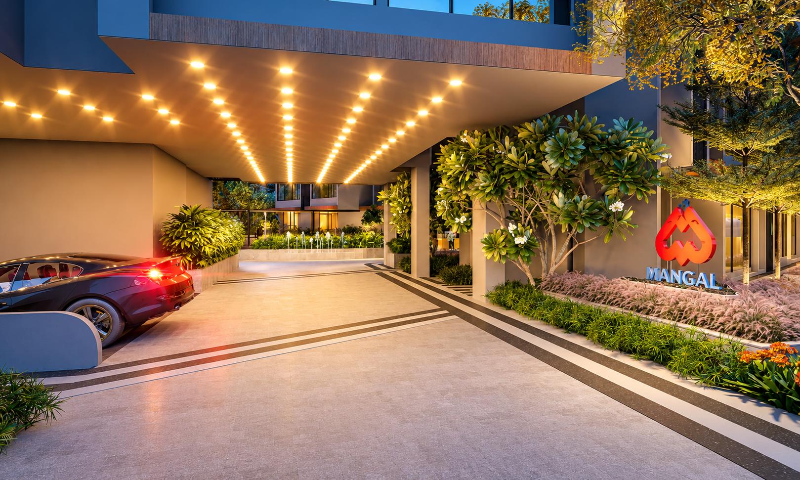 Grand entrance lobby at Mangal Signature, Vile Parle East