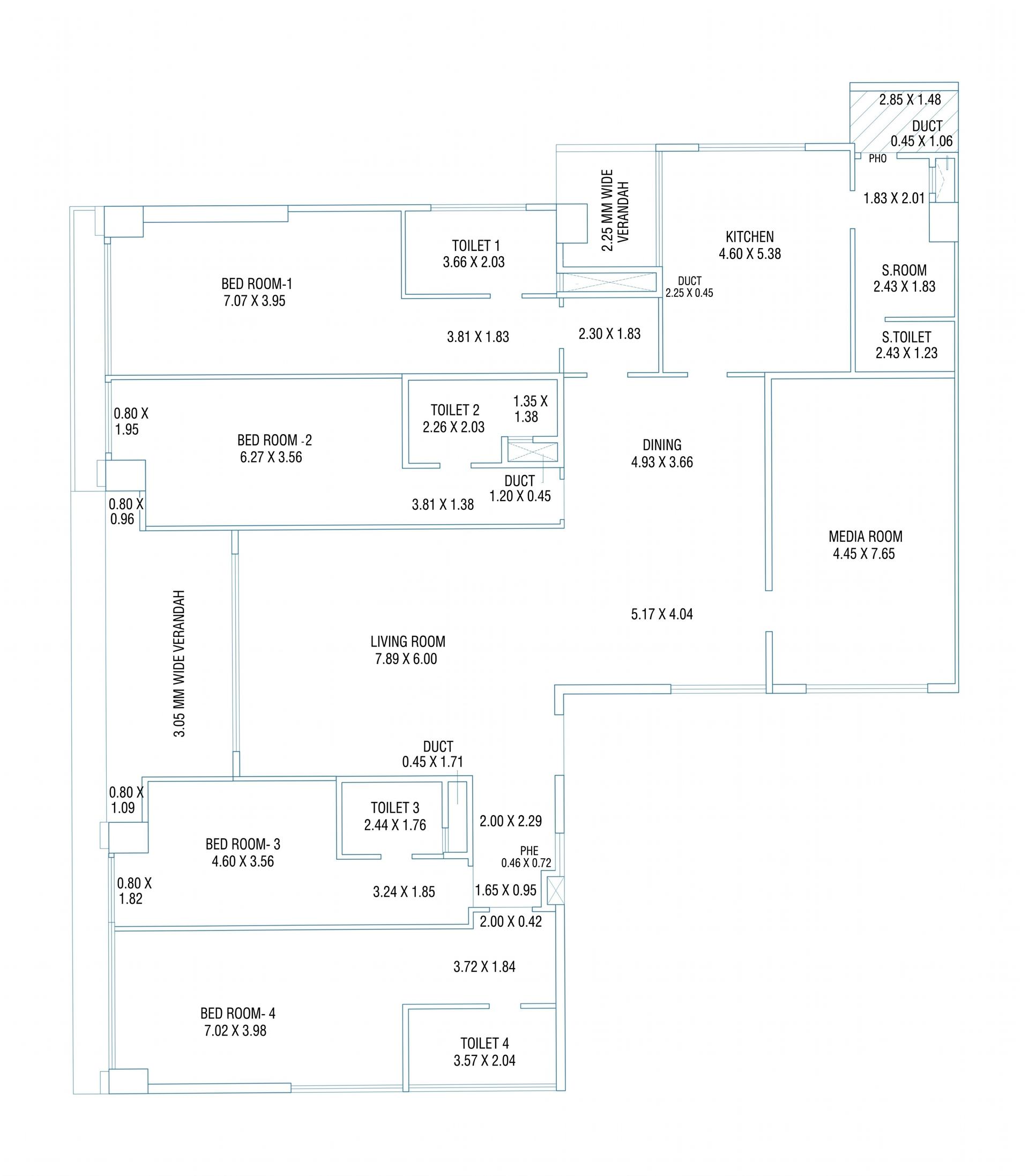 Tower 2 - 4 BHK Type 1 floor plan