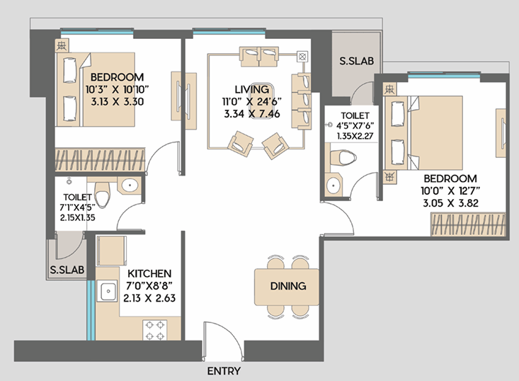 2BHK Ultra Grand floor plan