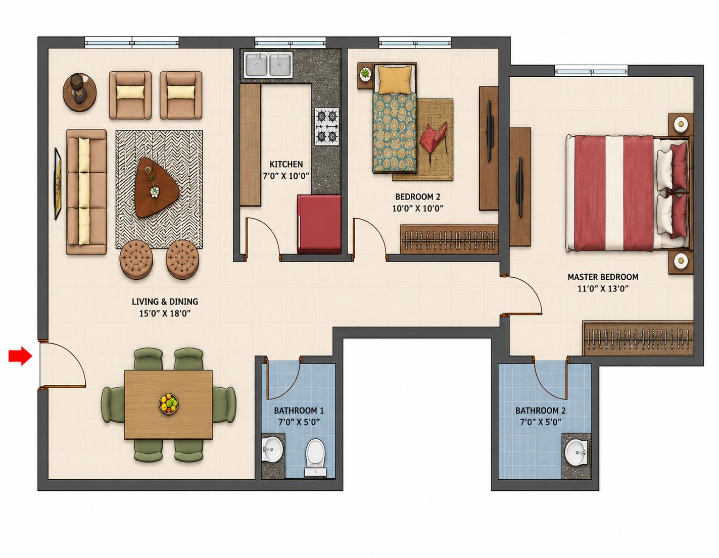 1.5BHK Premium floor plan
