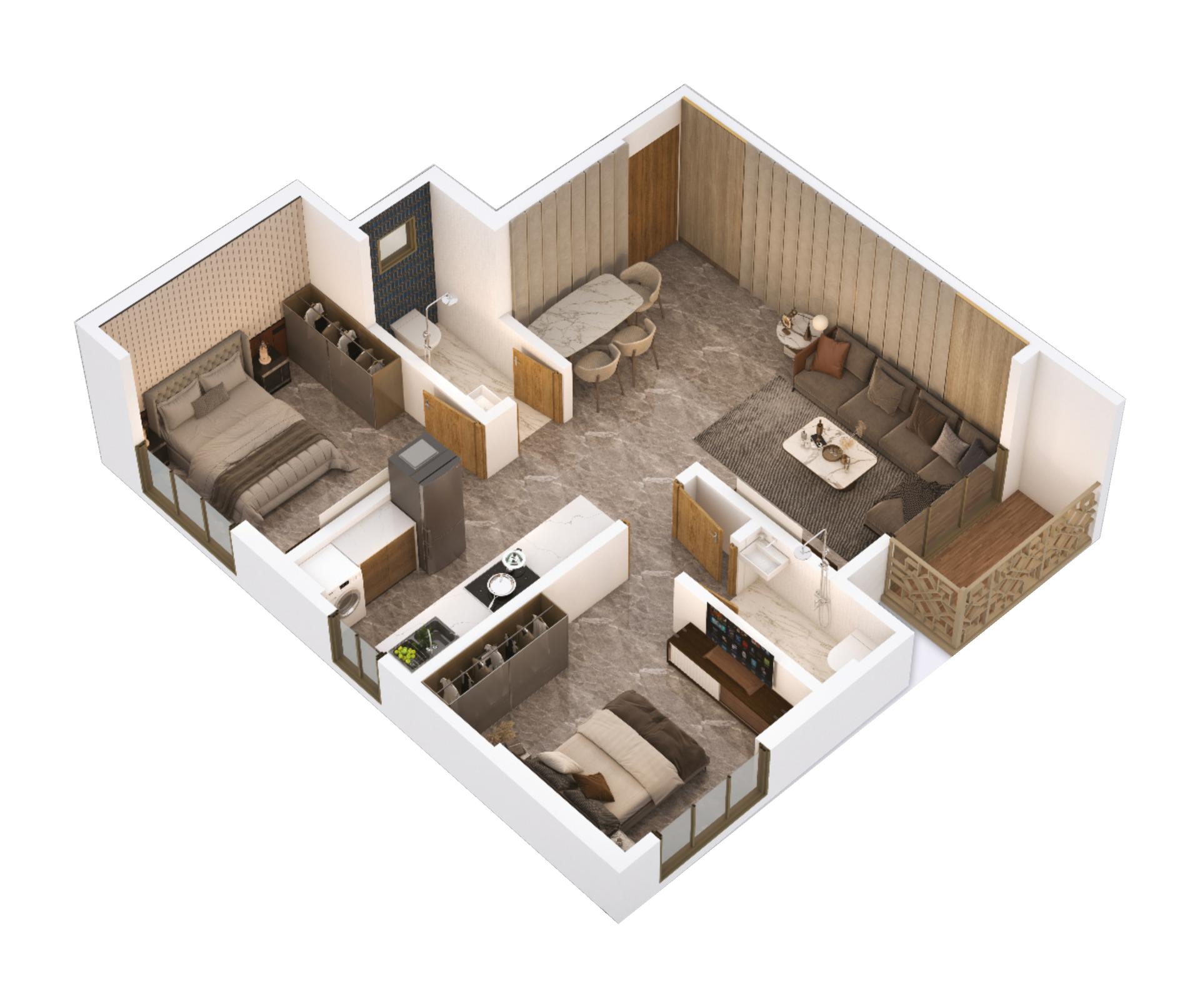 2BHK floor plan