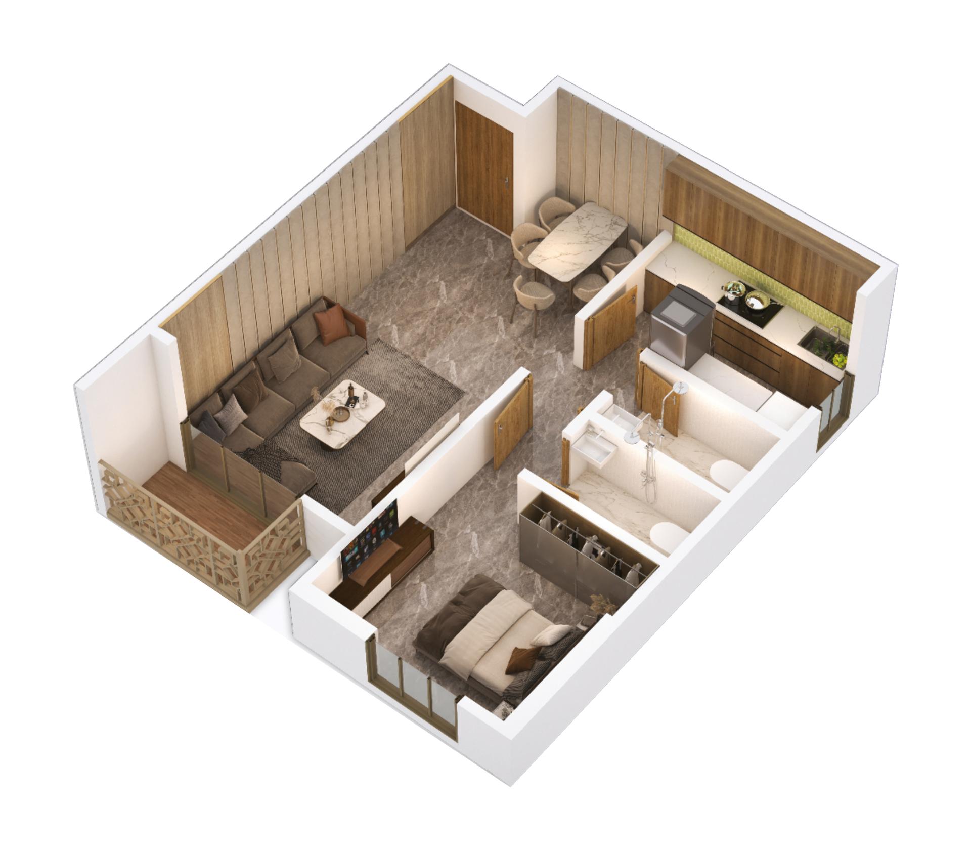 1BHK floor plan