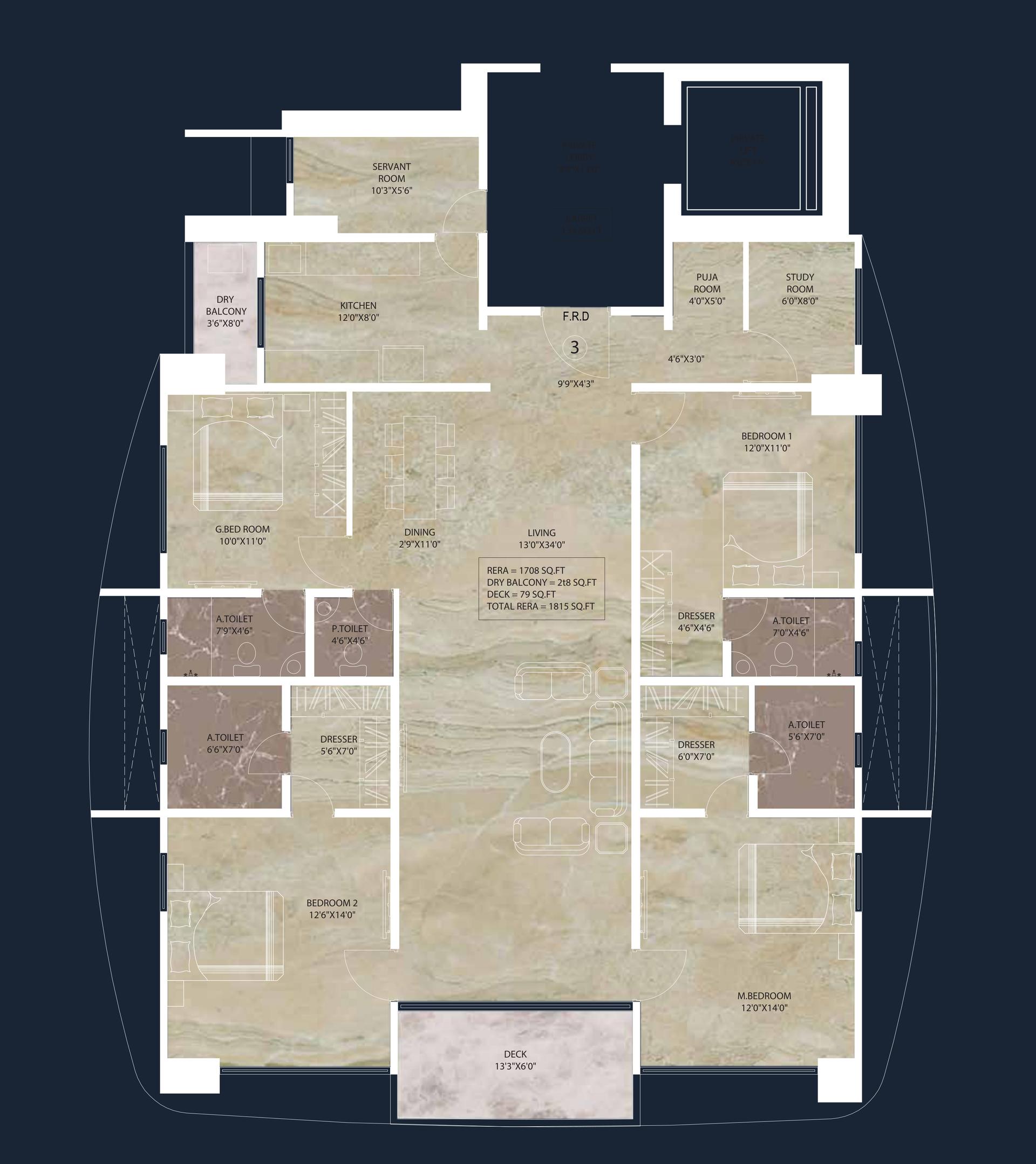 4 BHK floor plan