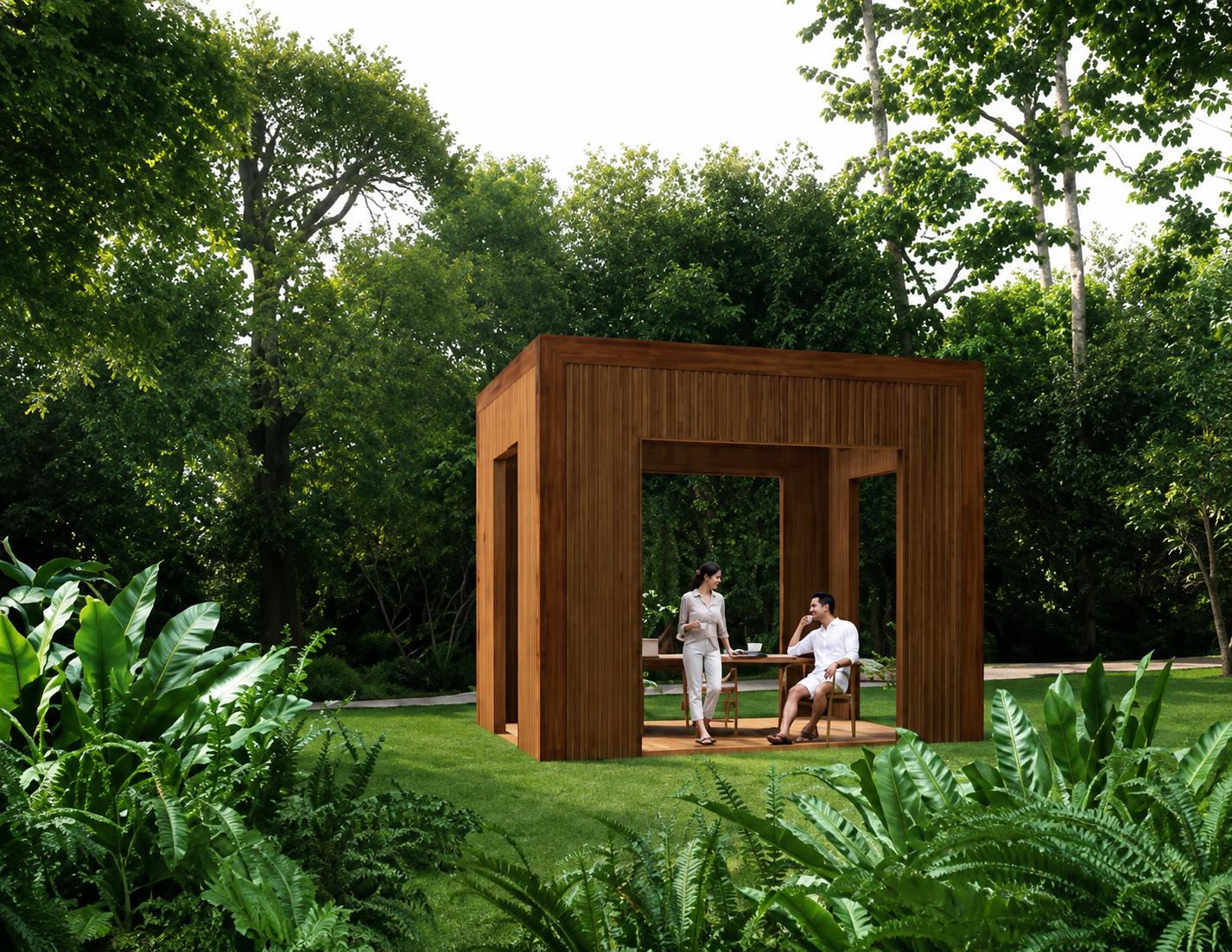 Landscaped gardens at Lodha Marq, Grant Road West