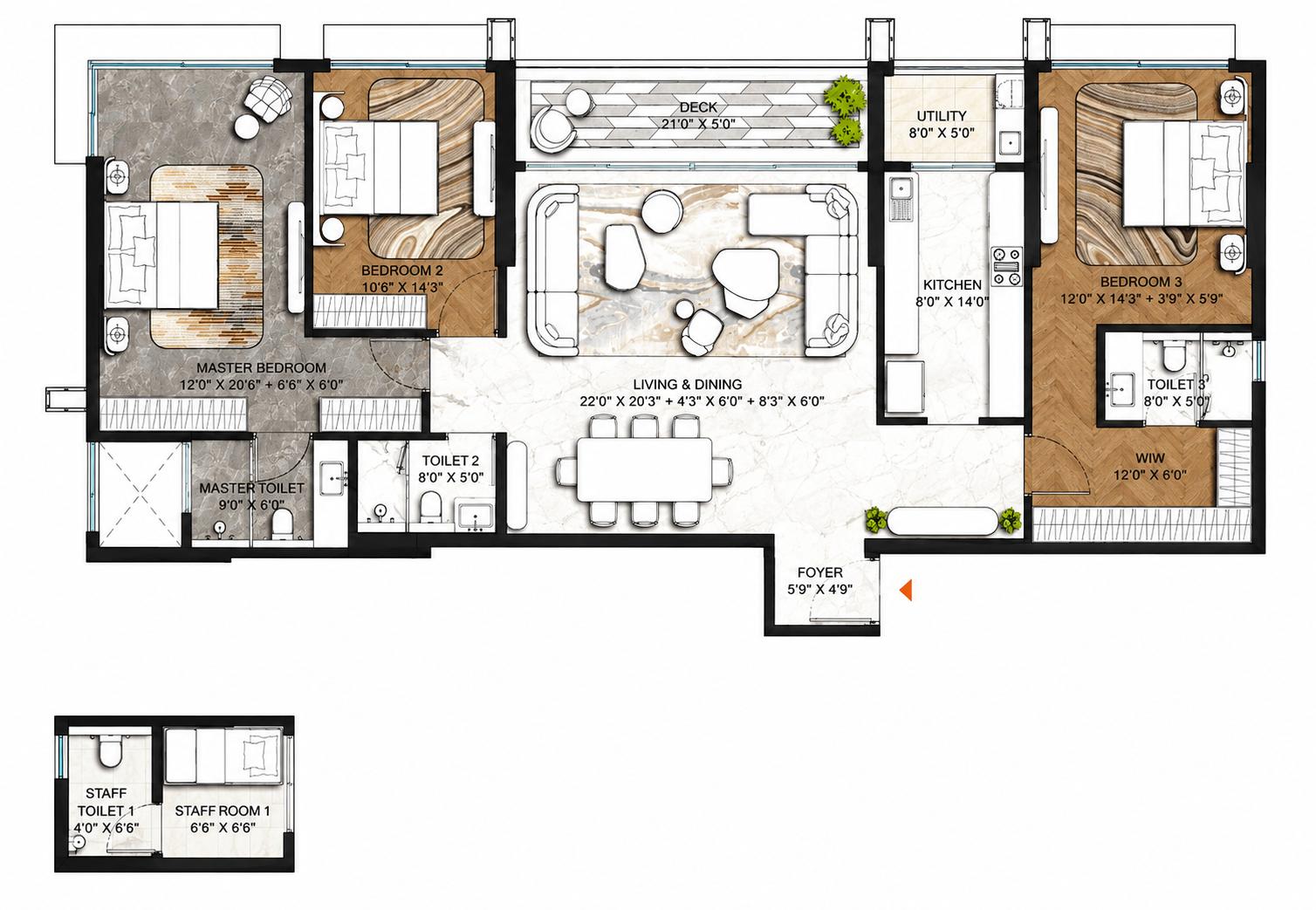 3BHK Premium floor plan